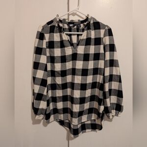 Lands End Buffalo Check Black and White Flannel Tunic Top Size Small 6-8